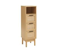 BAÏTA Demi Colonne Amana cannage rotin et Effet chêne l30cm