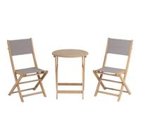 BAÏTA Ensemble Table et chaises de Jardin Rimini 2 Places en Bois d'acacia et textilène Taupe. Set bistrot d'extérieur pour 2 Personnes