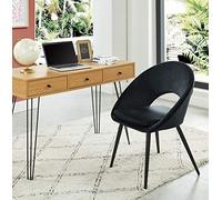 BAÏTA Leonie Fauteuil de Table ou de Bureau en Velours, Noir, H83cm