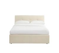 BAÏTA Lit Coffre SEGURO Velours Beige 140 * 190 sommier Inclus