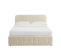 BAÏTA Lit Coffre SIMI Velours Beige 140 * 190 sommier Inclus
