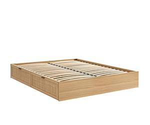 BAÏTA Lit Double à tiroirs Amana cannage rotin 140x190 sommier Inclus