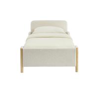 BAÏTA Lit Enfant ARI Tissu Bouclette Beige 90x190 sommier Inclus