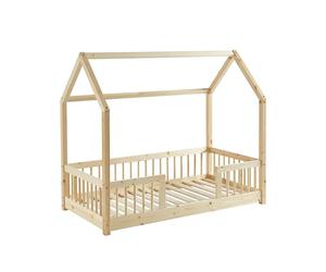 BAÏTA - Lit enfent cabane Tiny pin Massif 70x140 sommier Inclus