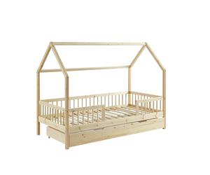 BAÏTA Lit enfent cabane Tiny pin Massif 90x190 sommier + tiroir Inclus