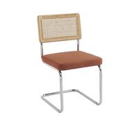 BAÏTA Lot de 2 chaises Ella Velours côtelé Terracotta cannage et Pieds métal chromé