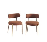 BAÏTA Lot de 2 chaises NOA Tissu Terracotta Pieds métal Finition Bois