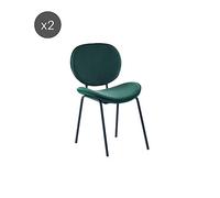 BAÏTA Lot de 2 chaises Velours Vert Pieds métal Noir