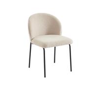 BAÏTA Lot de 2 chaises Zana Tissu Bouclette Taupe Pieds métal Noir