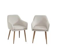 BAÏTA Lot de 2 fauteuils Kalli Tissu écru Pieds métal Finition Bois