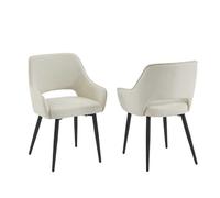 BAÏTA Lot de 2 fauteuils Unni Tissu Beige Pieds métal Noir