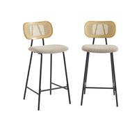 BAÏTA Lot de 2 tabourets Tina Tissu Bouclette Taupe