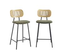 BAÏTA Lot de 2 tabourets Tina Tissu Bouclette Vert