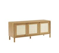 BAÏTA Meuble TV Haida Effet chêne et rotin 120cm