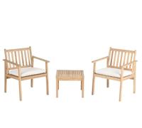 BAÏTA Salon de Jardin Rio 2 Places en Bois d'acacia Blanchi FSC avec Coussins écru, Ensemble Banquette, fauteuils et Table Basse mobilier d'extérieur
