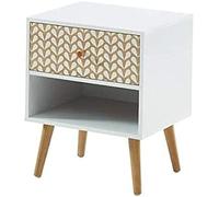 BAÏTA Table de Chevet Capucine Blanc et Effet chêne 40cm