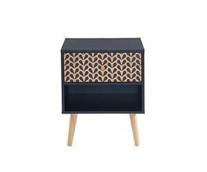 BAÏTA - Table de Chevet Capucine Noir et Effet chêne 40cm
