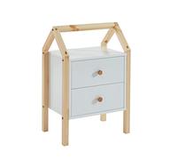Chevet tipi enfant 2 tiroirs blanc et naturel - OSNY