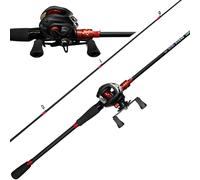 Baitcasting Combo Baitcast Real 6ft 7ft 2pcs Carbon Fiber Coated Durable Fiberglass Fishing Rod And Reel With Comfortable Eva Handle