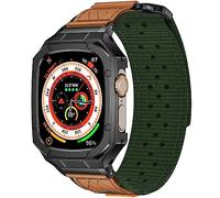 BAITEYOU Bracelet avec étui compatible avec Apple Watch Band Ultra 3 2 1 49 mm, bracelet de sport en nylon avec coque robuste en acier inoxydable pour iWatch pour homme