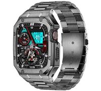 BAITEYOU Bracelet de montre en acier inoxydable avec coque compatible avec Apple Watch Ultra 3 2 1 (49 mm), bracelet robuste avec coque de protection antichoc en métal pour homme (gris)