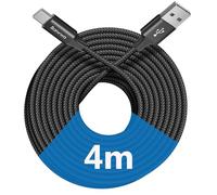 Baiwwa Câble USB A vers USB C 4M, Long Cable Type C Charge Rapide Tressé Cordon pour Samsung Galaxy S22 S23 S21 S20, pour PS5 Controller, Switch -Noir