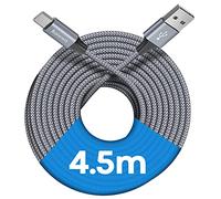 Baiwwa Câble USB C 4.5m, Long Cable USBA vers USBC Charge Rapide Tressé Cordon pour PS5 Controller, Switch, Samsung Galaxy S22 S23 S21 S20 -Gris