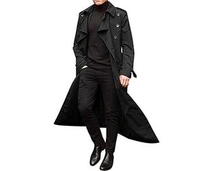 BAIXIAOCHI Trench-Coat Mi-Long à Double Boutonnage Pour Hommes Trench Long Pour Hommes DéContracté