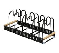Baiyouli Range Casseroles Extensible Réglable, Support Couvercle en 7 Compartiments Réglables, Organisateur de Rangement Cuisine pour Poêles, Casseroles, Planche à Découper et Vaisselle
