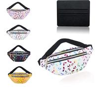 BAIYSFFG Flash Butterfly Sac banane pour femmes et filles en cuir synthétique imperméable pour femme festival sac banane léger pochette de voyage vacances sac banane brillant Bumba, blanc, Mode