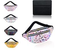 BAIYSFFG Flash Butterfly Sac banane pour femmes et filles en cuir synthétique imperméable pour femme festival sac banane léger pochette de voyage vacances sac banane brillant Bumba, rose, Mode