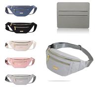 BAIYSFFG Sac banane tendance unisexe avec 3 poches zippées pour le sport, la course à pied, la randonnée, le jogging, gris, 28 x 7 x 13 cm / 11.02 x 2.76 x 5.12 inches, Classique et simple