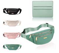 BAIYSFFG Sac banane tendance unisexe avec 3 poches zippées pour le sport, la course à pied, la randonnée, le jogging, Vert 1, 28 x 7 x 13 cm / 11.02 x 2.76 x 5.12 inches, Classique et simple