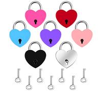 Baiyuanli 7 Pcs Petit Cadenas Multicolore Mini Serrures Alliage Serrure en Forme de Coeur avec Clé Valise Amour Décorative pour Boîte Journal Bagages (Multicolore), 3.2*2.5cm