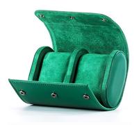 BAIZHONGJIE ÉTui De Montre De Voyage En Cuir,Support De Montre Durable, BoîTe D'Emballage De Montre Pratique Avec Oreiller Amovible,éTui De Rangement Pour Montres,Vert,2slots