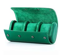 BAIZHONGJIE ÉTui De Montre De Voyage En Cuir,Support De Montre Durable, BoîTe D'Emballage De Montre Pratique Avec Oreiller Amovible,éTui De Rangement Pour Montres,Vert,3slots