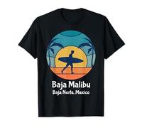 Baja Malibu Baja Norte Mexico Surfeur Vintage Sunset T-Shirt