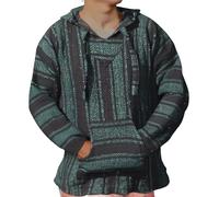 Baja Sweat à capuche hippie mexicain pour homme Sweat à capuche vintage Style traditionnel Pull hippie Veste Sweat-shirt à manches longues Pull d'hiver à capuche, Vert kaki, XXL