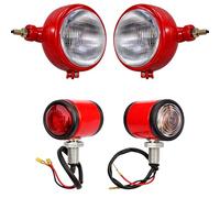 BAJATO Ensemble de phares rouges pour tracteur avec lampe style Butler pour boîtier IH Claas Farmtrac Massey Ferguson 35 35X 65 765 1200 1400 800 700 et 900