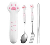 Bajbumgn Baguettes Ludiques,Baguettes Patte de Chat Set Couverts - Ustensiles Réutilisables Fourchette Cuillère Nomades pour Voyage Randonnée Camping Restaurant