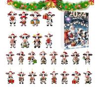Bajbumgn Calendrier de l Avent en Ornements | 24 Jours Pendentif Vache Compte à Rebours de Noël | Bibeloques en Acrylique 2D pour Enseignants | Membres Communauté Familiale Adolescents Événements