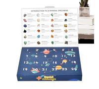 Bajbumgn Calendrier De L'avent Collection De Pierres 2025,Compte à Rebours de Noël pour avec 24 Gemmes | Cadeaux Festifs Saisonniers Pour Passionnés De Géologie Femilles