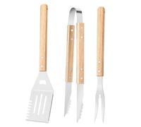 Bajbumgn Ustensiles De Grillade,3 Pièces pour Cuisson au Grill - Outils De Cuisine Résistants Hautes Températures avec Poignée en Bois Antidérapante pour Steak Burger Pizza Et