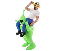 BAJENA Déguisement extraterrestre vert extraterrestre People pour Adultes Halloween Vert Carry Me Costume Drôle Blow Up Cosplay pour Fête Carnaval 150-190CM