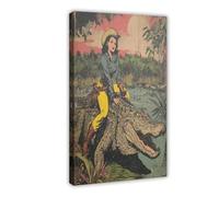 BAJHTGHG Impression sur toile représentant une cowgirl sur un alligator 60 x 90 cm