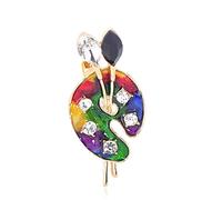 BAJIE Broche émail coloré Pigment Palette Broches Couleur Or Cristal Peinture Brosse Meilleur Cadeau pour Peintre vêtements Broche Hijab Broches