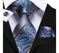 BAJIE Cravate Homme Soie Paisley Cravate Homme Violet Or Cravate Pochette De Poche Boutons De Manchette Ensemble Soie Homme Cravate