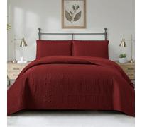 BAJIN Couvre lit 180x220cm Vin Rouge Jeté de lit matelassé léger en Microfibre Douce pour Toutes Les Saisons King Size