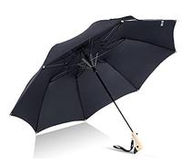 BaJooruly Cute Duck Head Umbrella Auto Open, Wood Handle Compact Windproof Travel Umbrella