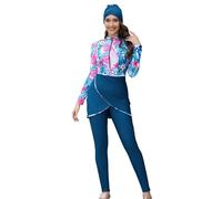 BaJooruly Modest Swimsuit for Women Islamic Long Sleeve Bathing Suit Full Body Muslin Burkini Rash Guard Set with Swim Hijab (S,J1)